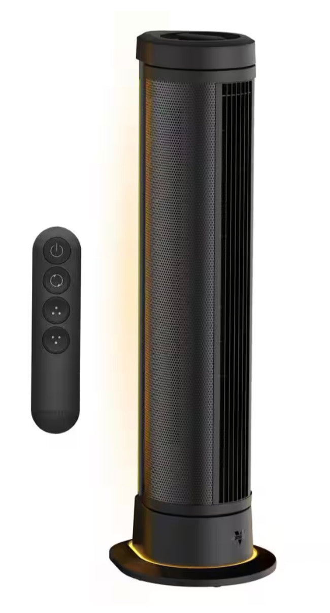 ARA 39 in. 5-Fan Speeds Tower Fan in Black with Ambient Lighting