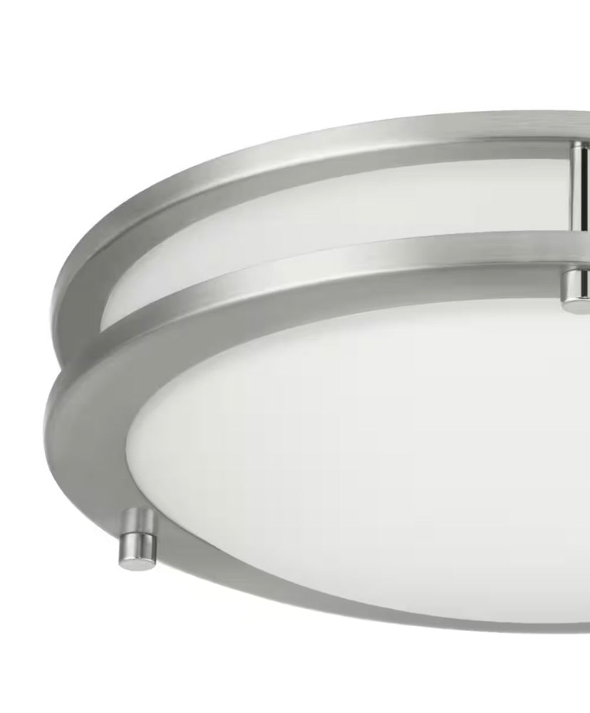 Flaxmere 12 in. Modern Brushed Nickel Selectable 3 CCT Integrated LED Flush Mount for Kitchens or Bedrooms (2-Pack)