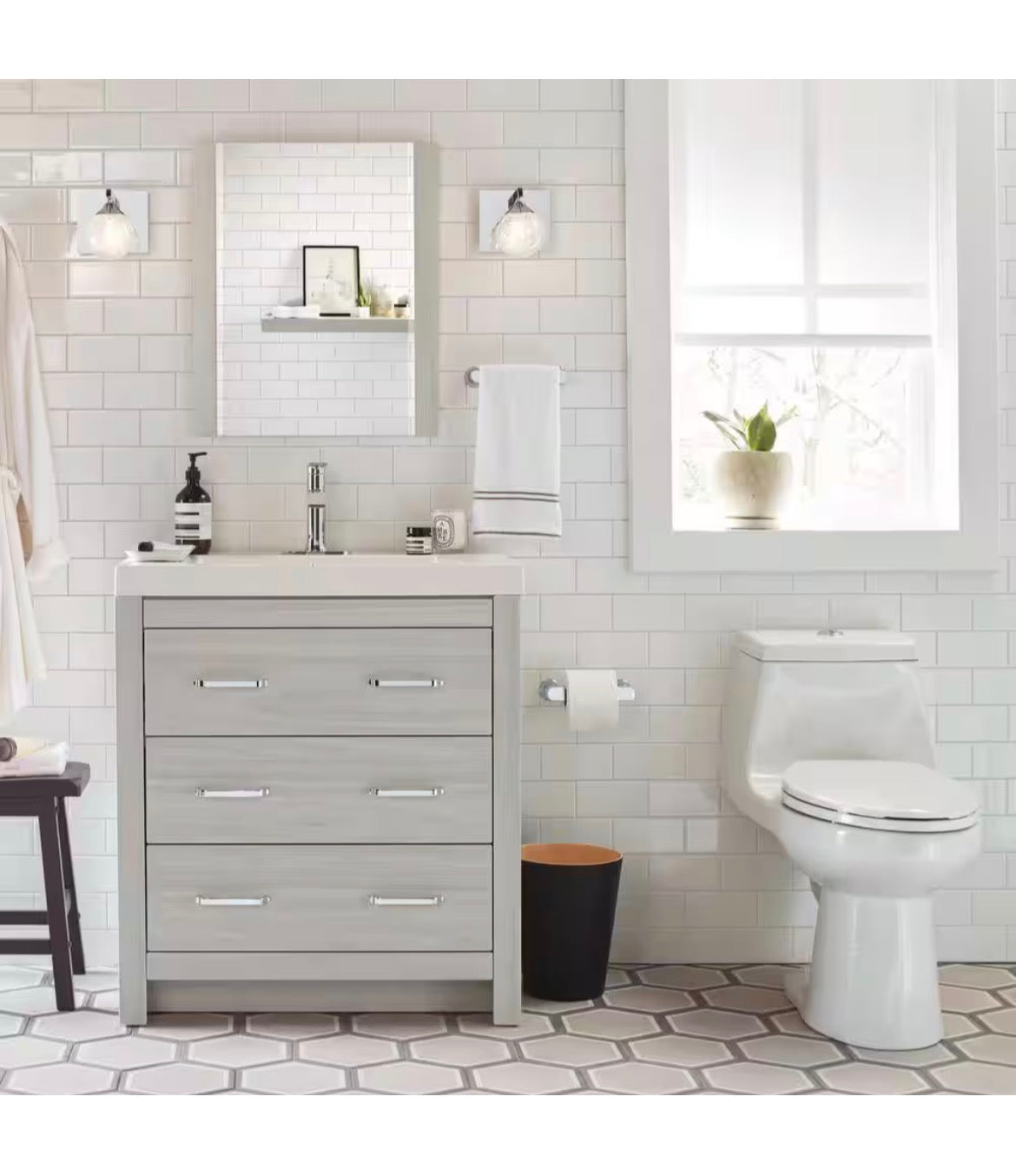 McClure 12 in. Rough in 1-Piece 1.0 GPF/1.28 GPF Dual Flush Elongated Toilet in White, Seat Included