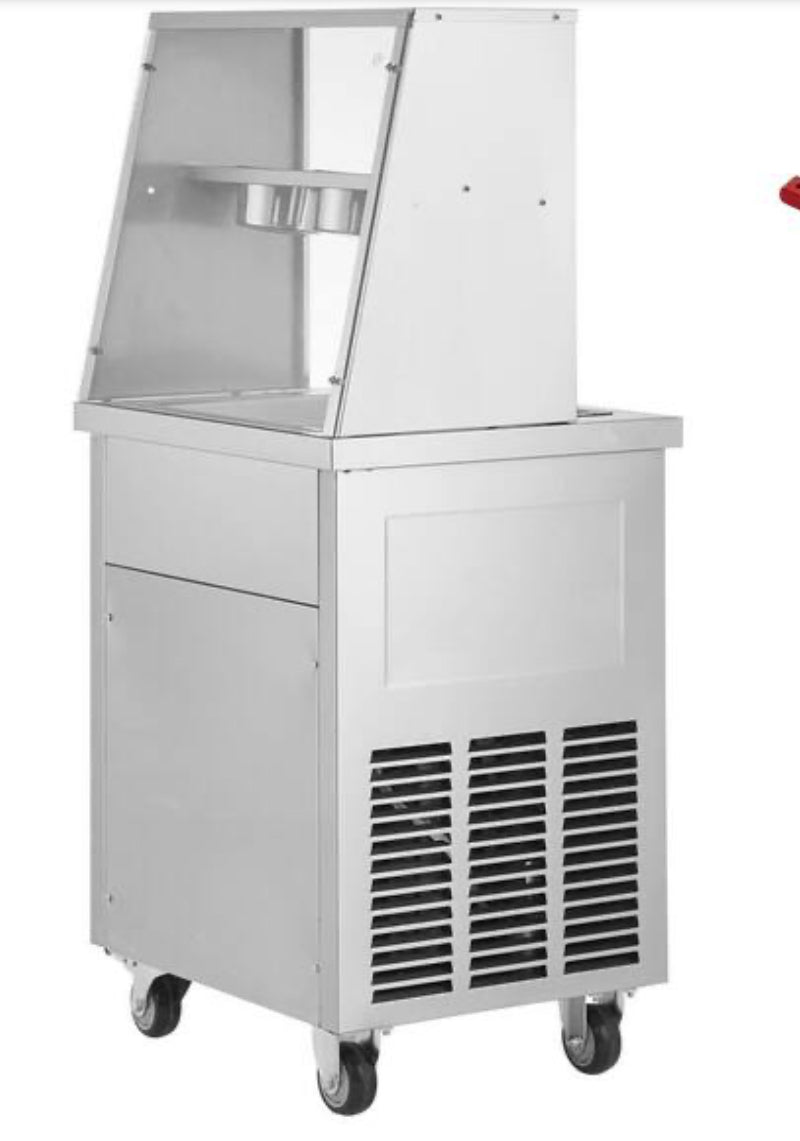 Fried Ice Cream Roll Machine, 13.8 in. L x 13.8 in. W Stir-Fried Ice Cream Pan, Stainless Steel Commercial Rolled Maker