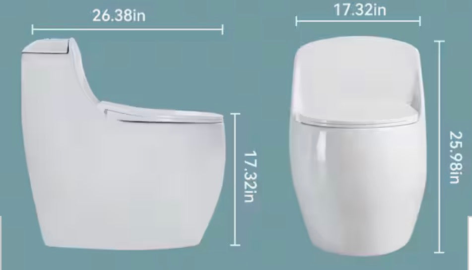 Single Flush Round Standard 1-Piece Toilet with Comfortable Seat Height, Modern Toilet, 12 in. Rough-in, Green