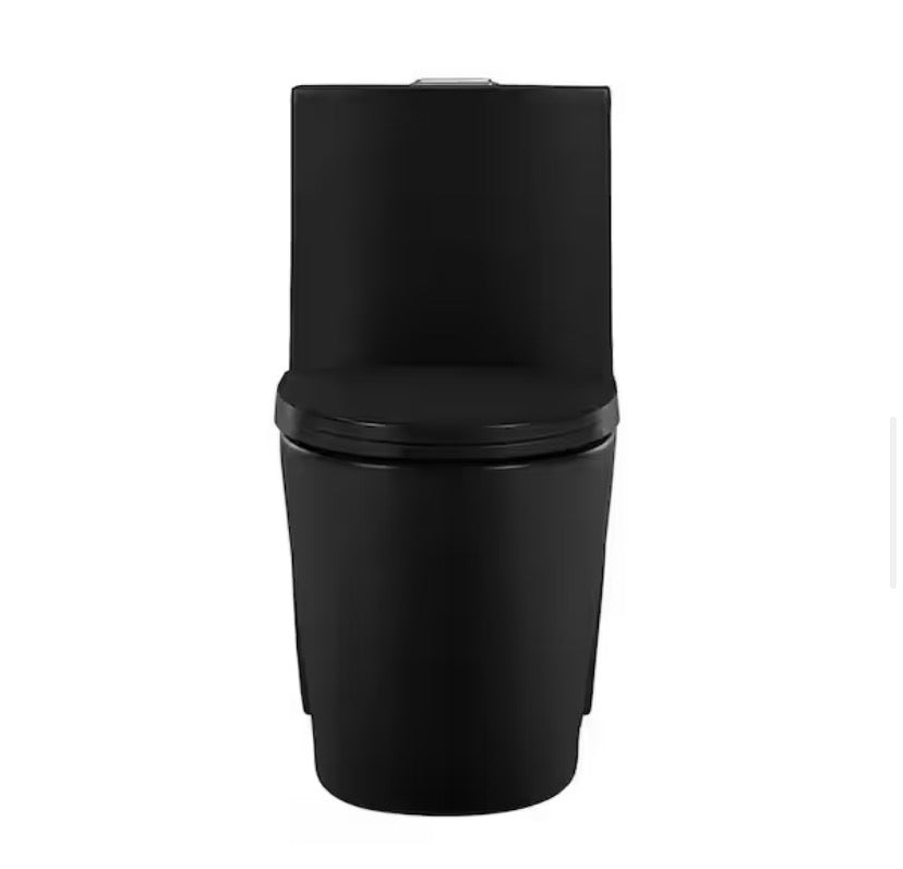 St. Tropez 10 in. Rough-In 1-piece 1.1/1.6 GPF Dual Flush Elongated Toilet in Matte Black Seat Included