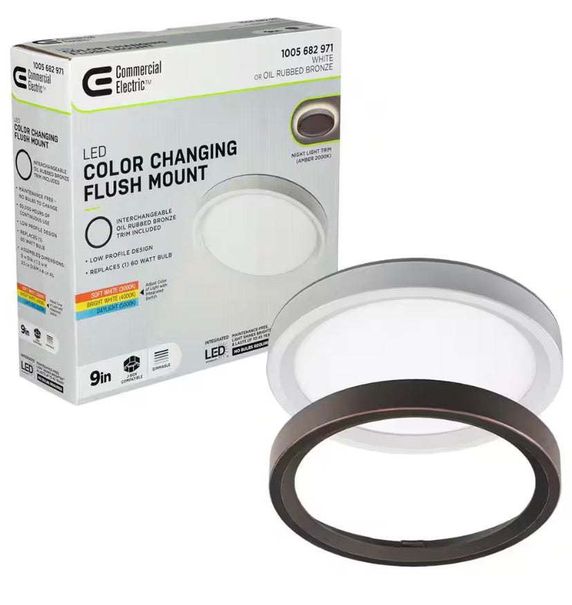 Clifton 13 in. Oil Rubbed Bronze Selectable LED Flush Mount