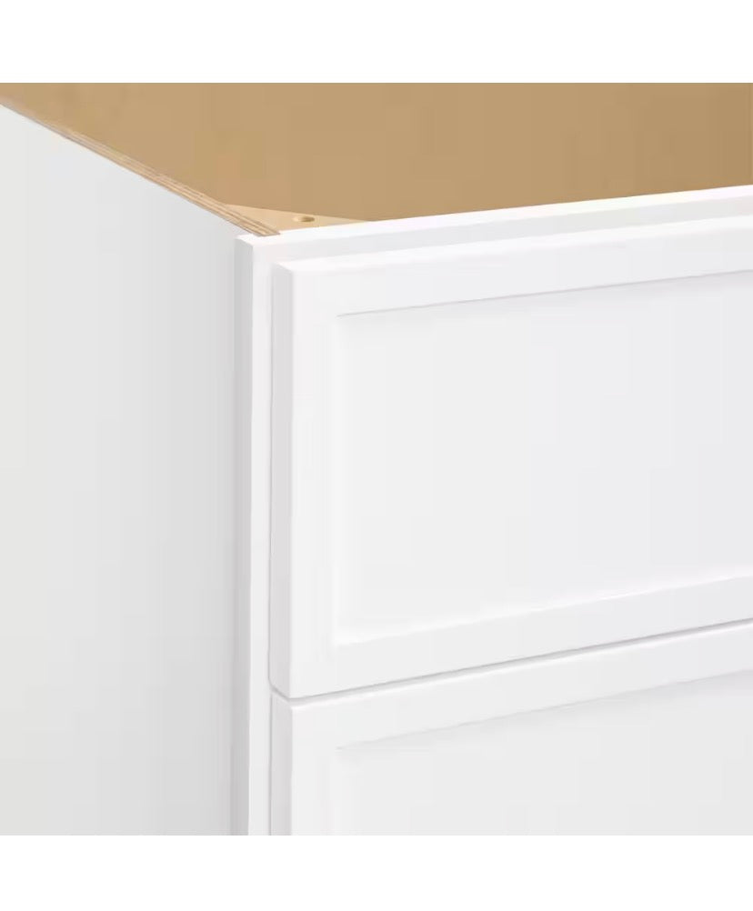 Leyton 36 in. W x 24 in. D x 34.5 in. H Ready to Assemble Plywood Slim Shaker Sink Base Kitchen Cabinet in Alpine White