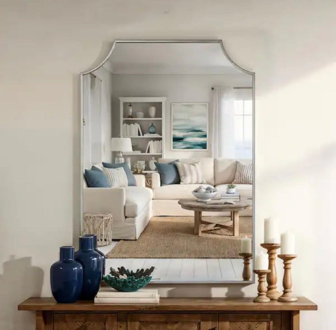 Silver 30 in. W x 42 in. H Rectangle Wall Mirror