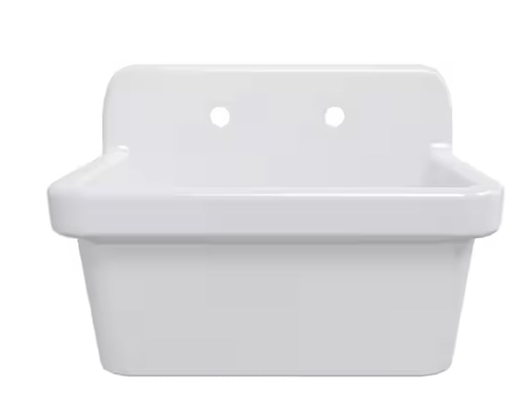 Mason 10 Gallon 20 in. D x 24 in. W Wall Mount Laundry/Utility Sink in Crisp White with Basket Strainer