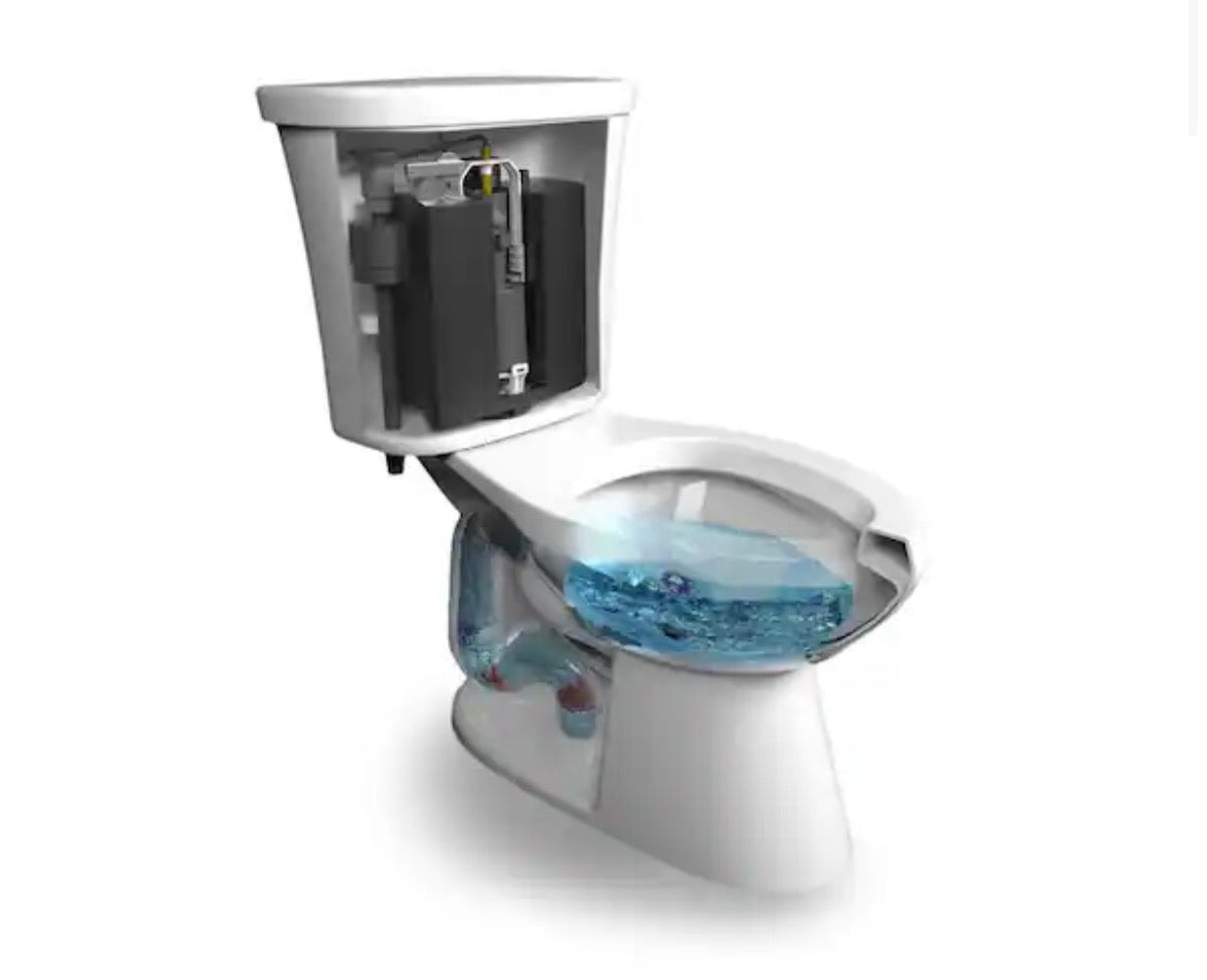 Power Flush 12 in. Rough In 2-Piece 1.28 GPF Single Flush Round Toilet in White, Seat Included