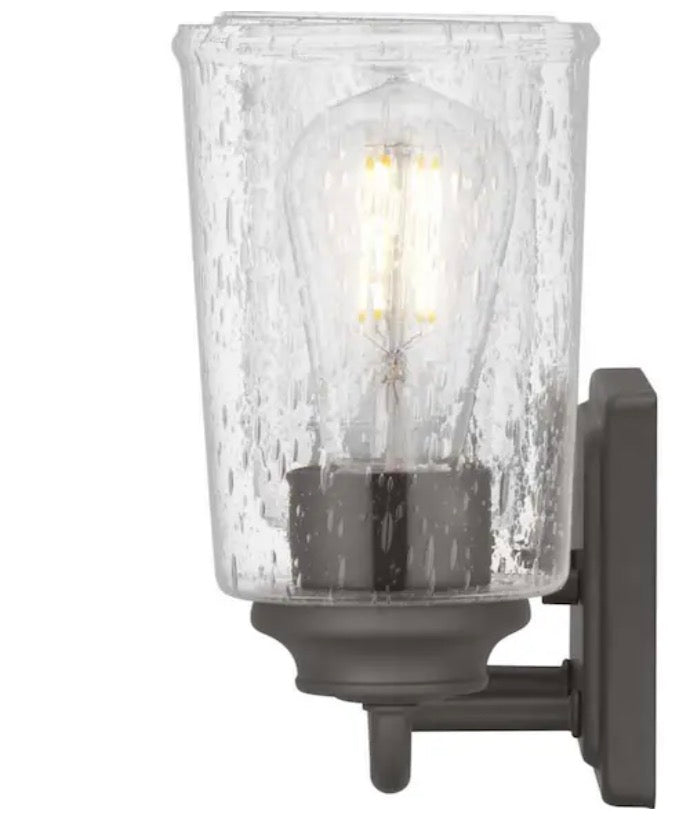 Evangeline 23 in. 3-Light Modern Bronze Farmhouse Bathroom Vanity Light with Clear Seeded Glass Shades