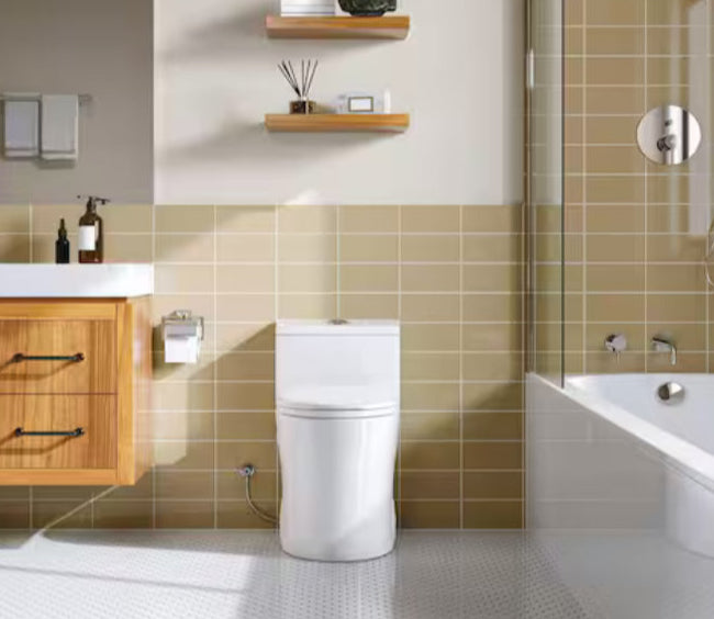 One-Piece 10 in. Rough-In 0.8/1.28 GPF Dual Flush Elongated Toilet in White, High-Efficiency WaterSense Toilet