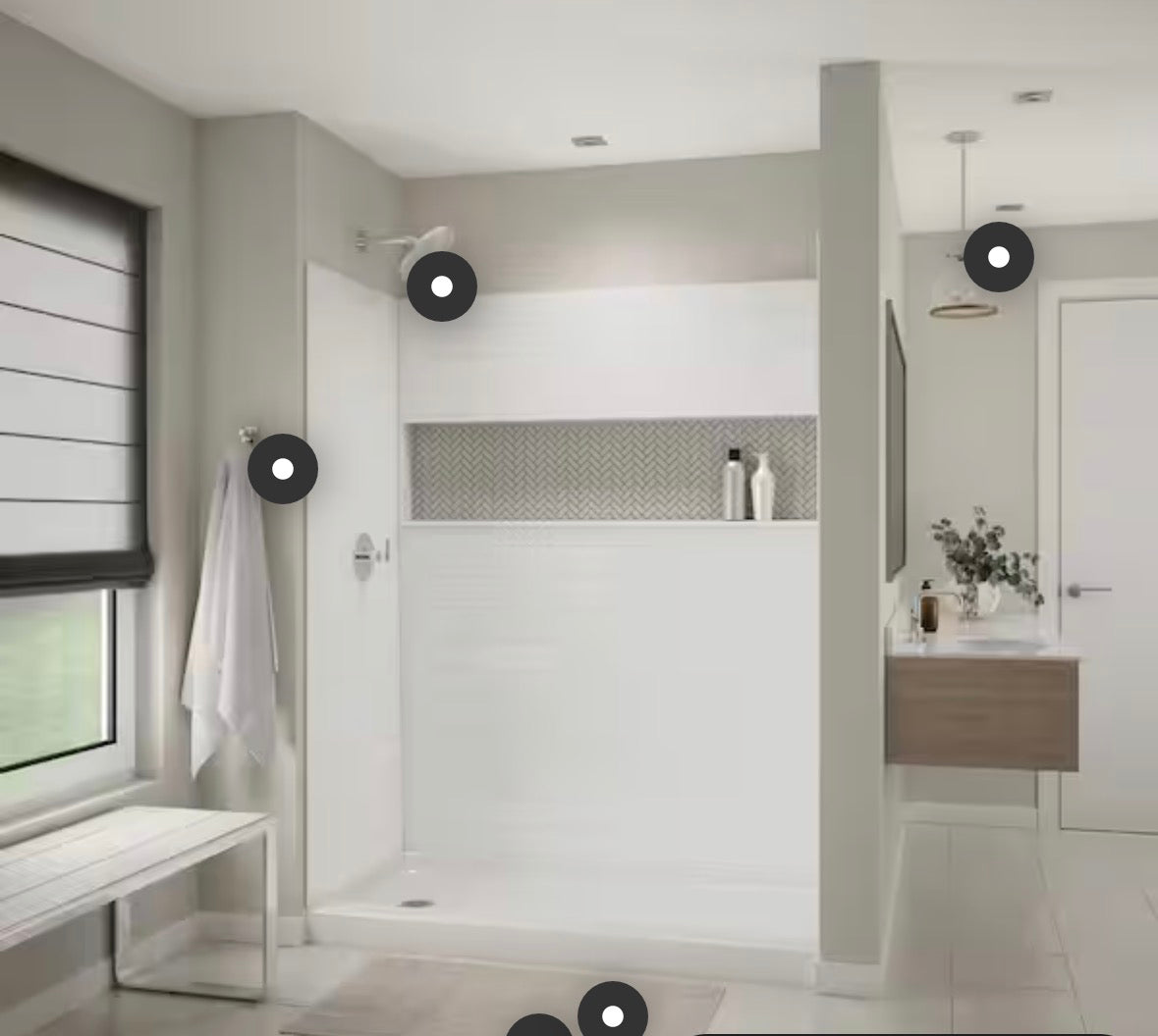 NexTile 32 in. D x 60 in. W x 74 in. H Composite Direct-to-Stud Four-Piece Alcove Subway Tile Shower Wall Kit in White