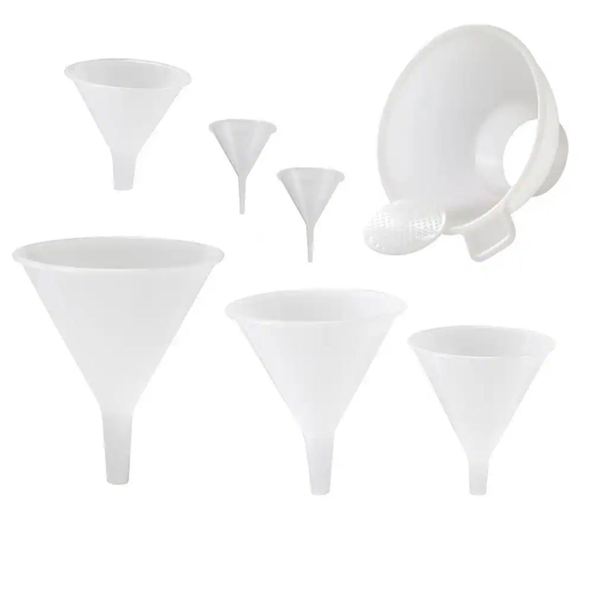 Multi-Purpose Plastic Funnel Set with Mini-Funnel and Canning Funnel (Set of 7)