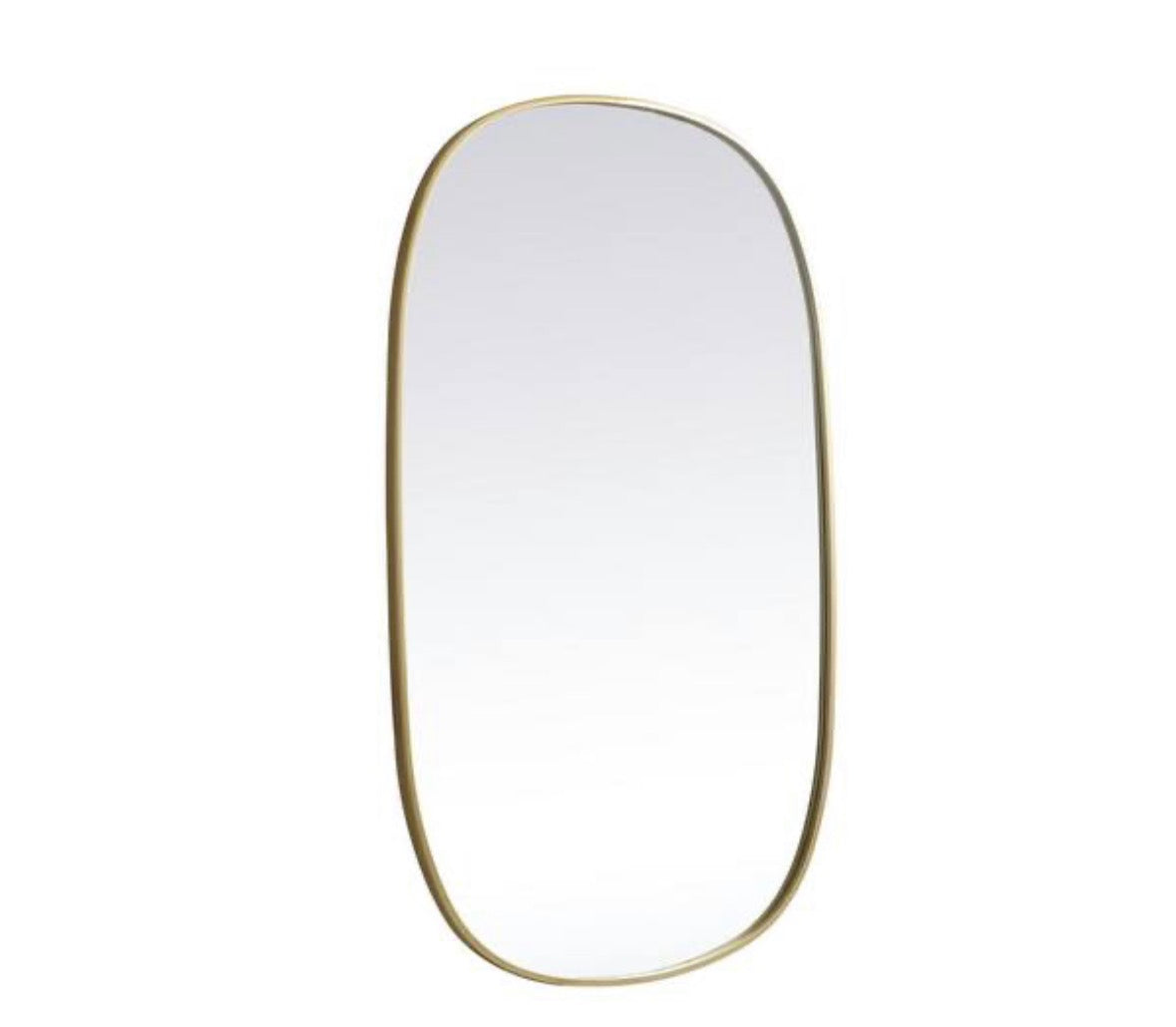 Timeless Home 24 in. W x 48 in. H x Modern Metal Framed Oval Brass Mirror