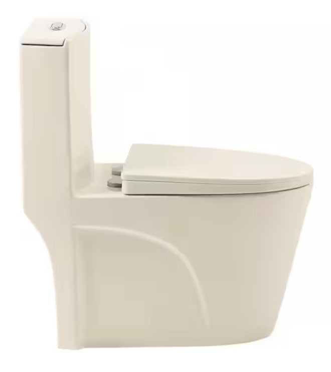 St. Tropez 1-Piece 1.1/1.6 GPF Dual Flush Elongated Toilet in Bisque Seat Included
