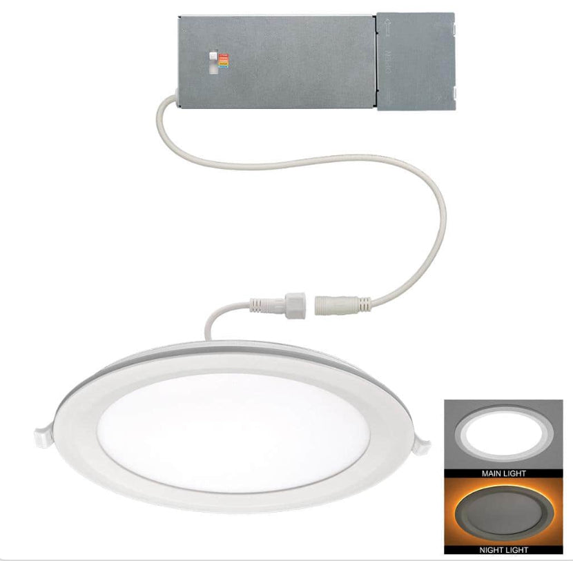 8 in. Canless Adjustable CCT Integrated LED Recessed Light Trim with Night Light 1800 Lumens New Construction Remodel