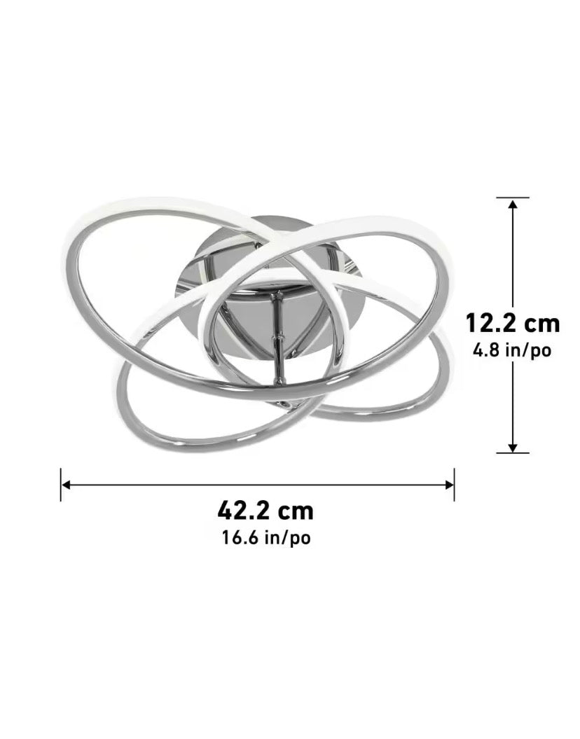 Swirl Butterfly 16 in. 1-Light Modern Chrome Integrated LED Flush Mount Ceiling Light Fixture for Kitchen or Bedroom