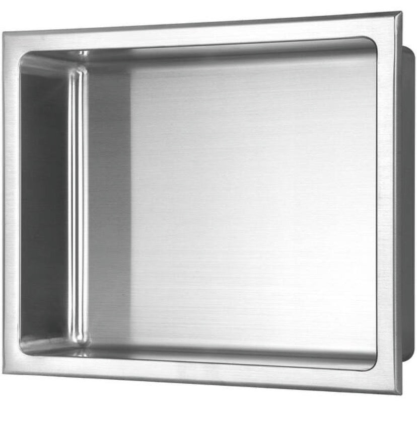 14 in. W x 12 in. H x 4 in. D Stainless Steel Bathroom Shower Wall Niche in Brushed Stainless Steel