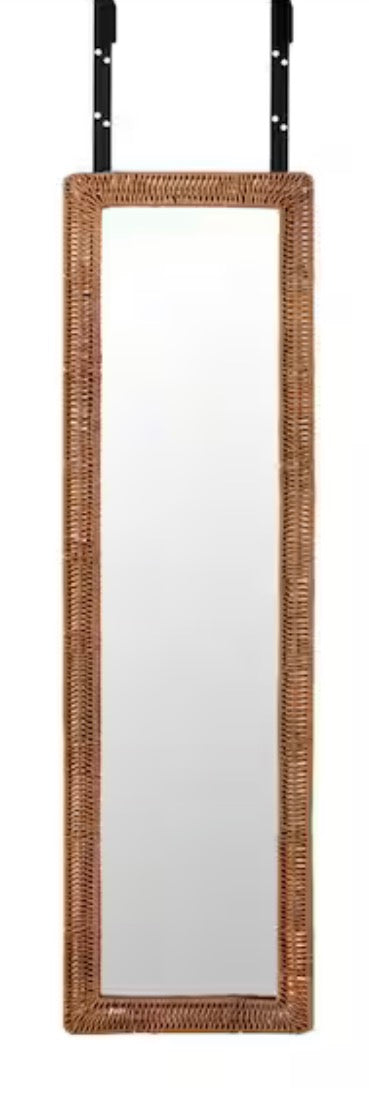 Poly Rattan Over the Door Natural Framed Mirror (13 in. W x 47 in. H)