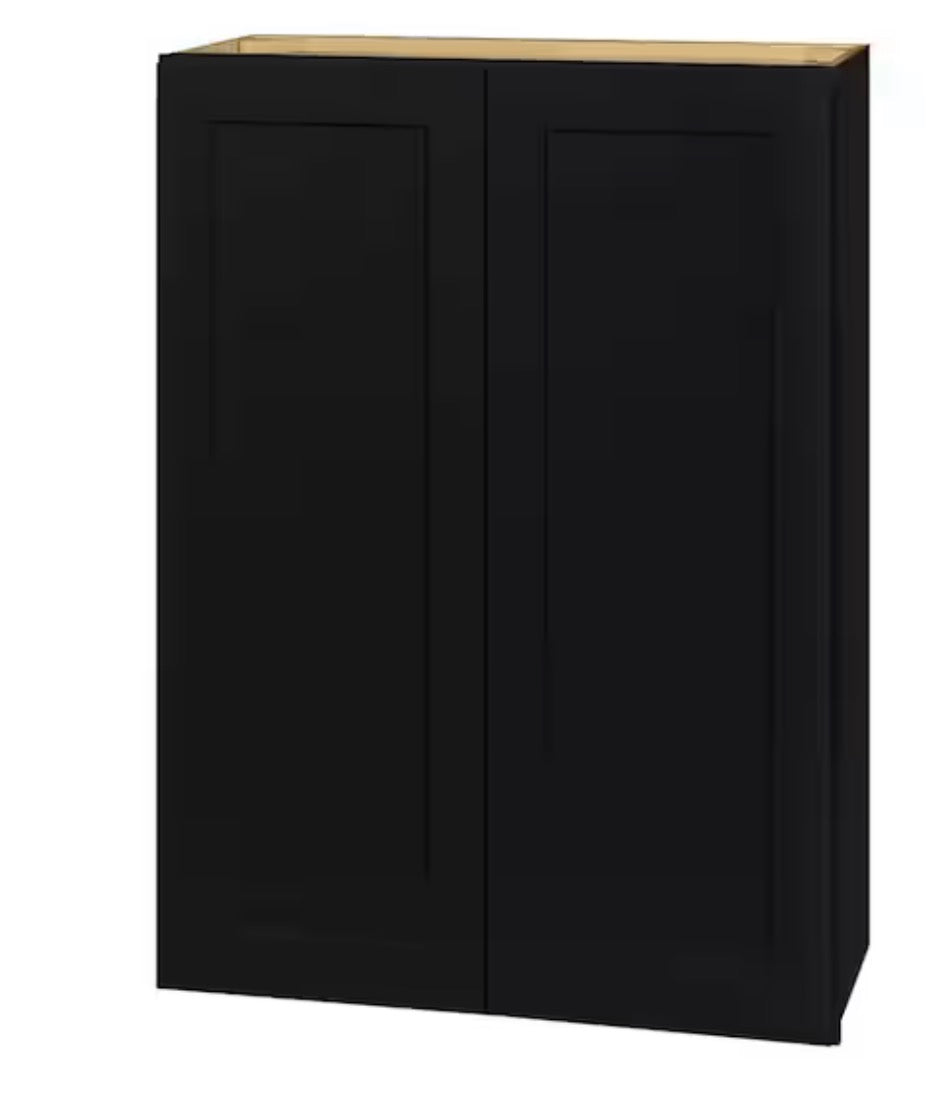 Avondale 30 in. W x 12 in. D x 42 in. H Ready to Assemble Plywood Shaker Wall Kitchen Cabinet in Raven Black