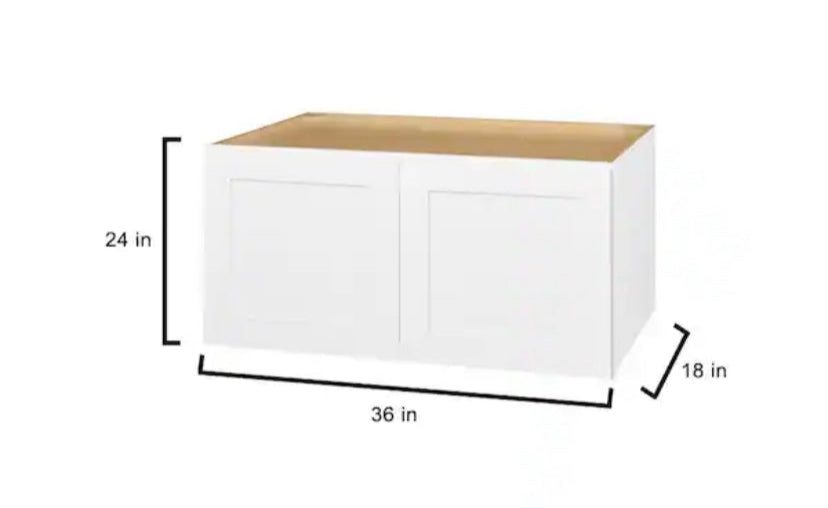 Avondale 36 in. W x 24 in. D x 18 in. H Ready to Assemble Plywood Shaker Wall Bridge Kitchen Cabinet in Alpine White