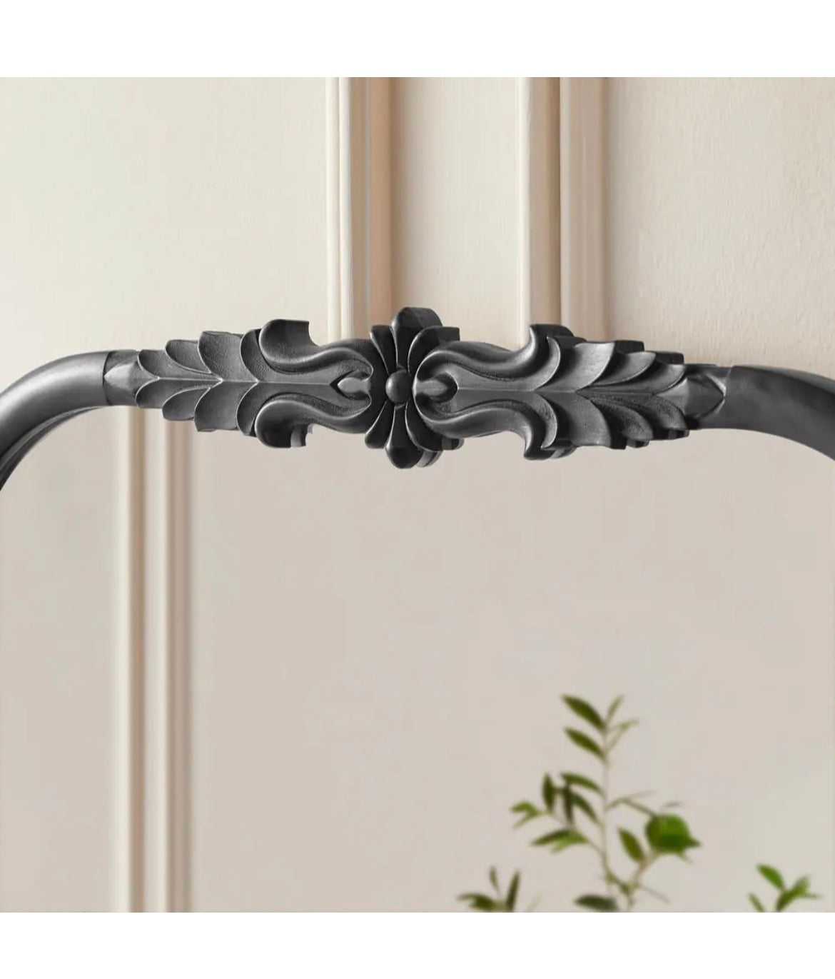 Medium French Country Arched Black Ornate Wood Framed Mirror (23 in. W x 29 in. H)