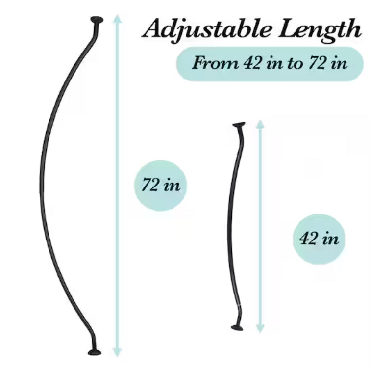 42 - 72 in. Curved Shower Rod in Matte Black