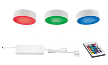 Load image into Gallery viewer, Plug-in 3-Light LED RGBW Puck Light with Color Changing
