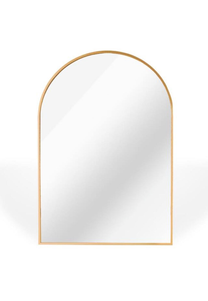 TA 36 in. H x 24 in. W Gold Modern Arch Framed Mirror