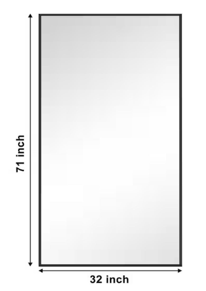 32 in. W. x 71.2 in. H Modern Rectangle Aluminum Alloy Full Length Mirror Black Wall Mirror/Floor Mirror