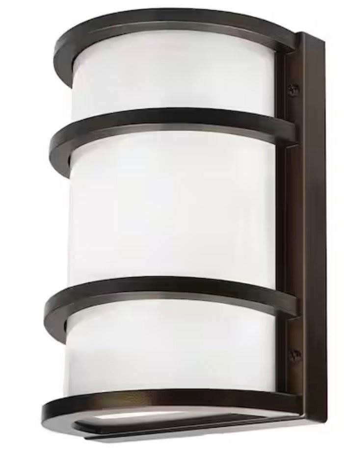 850 Lumens Integrated LED Bronze Dusk to Dawn Half Moon Security Wall Pack Light, 4000K