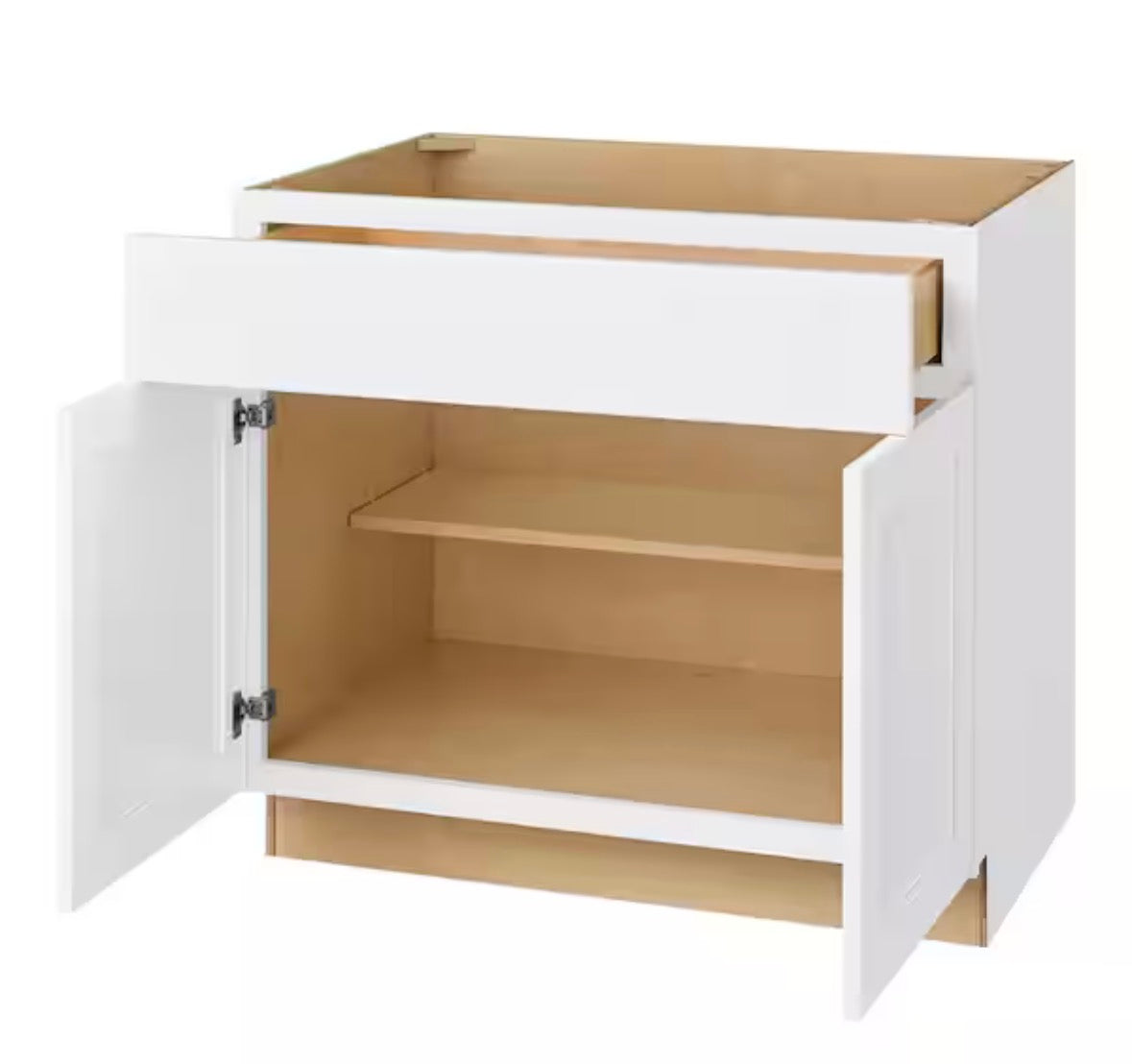 Avondale Shaker Alpine White Ready to Assemble Plywood 36 in Base Kitchen Cabinet (36 in W x 34.5 in H x 24 in D)