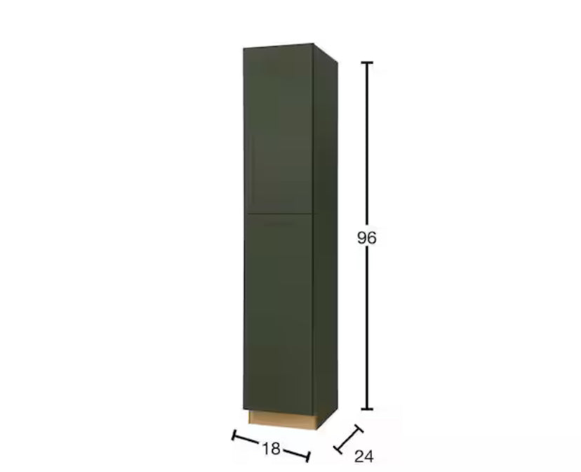 Avondale 18 in. W x 24 in. D x 96 in. H Ready to Assemble Plywood Shaker Pantry Kitchen Cabinet in Fern Green