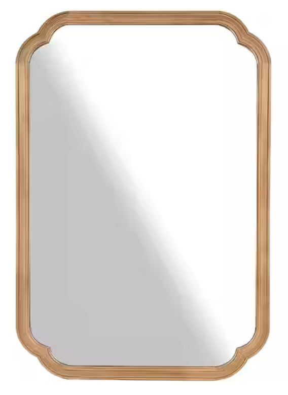 24 in. W x 36 in. H Medium Natural Pine Wood Wall Mirror - French Country