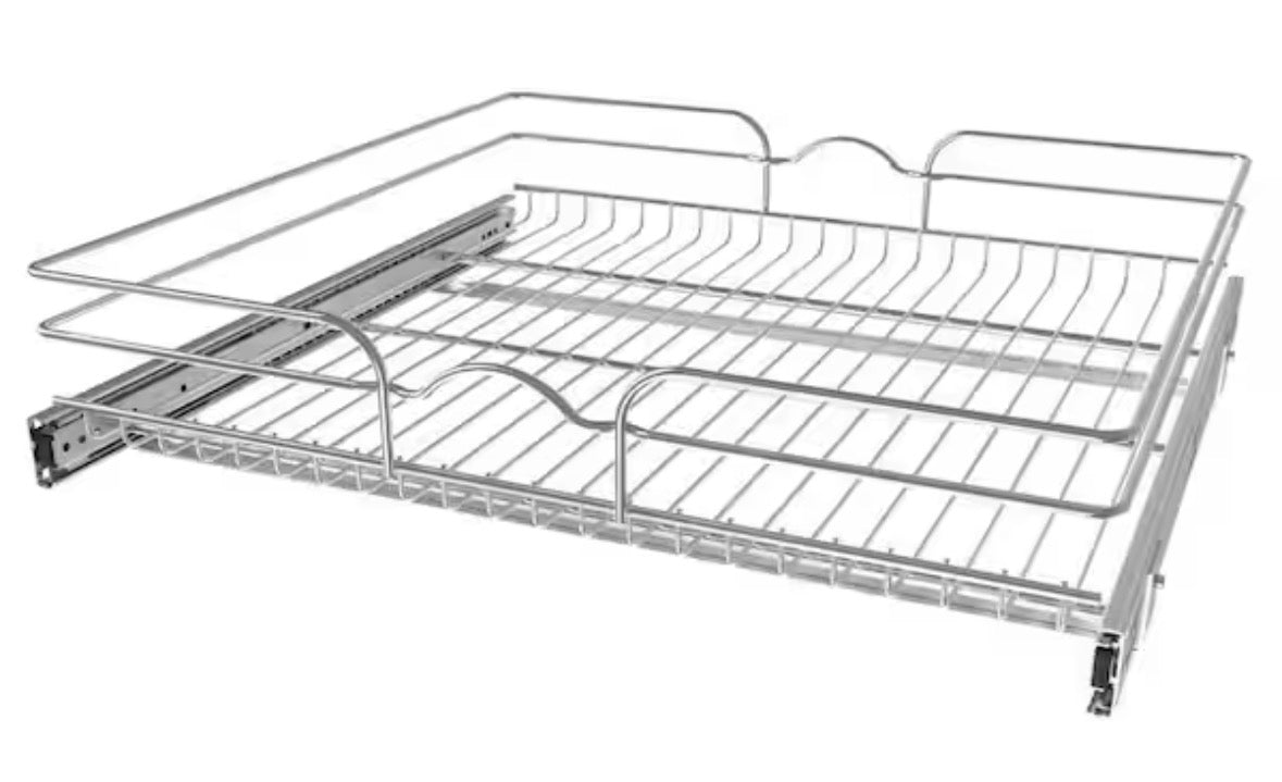 Silver Kitchen Cabinet Pull Out Shelf Organizer, 24 in. x 22 in.