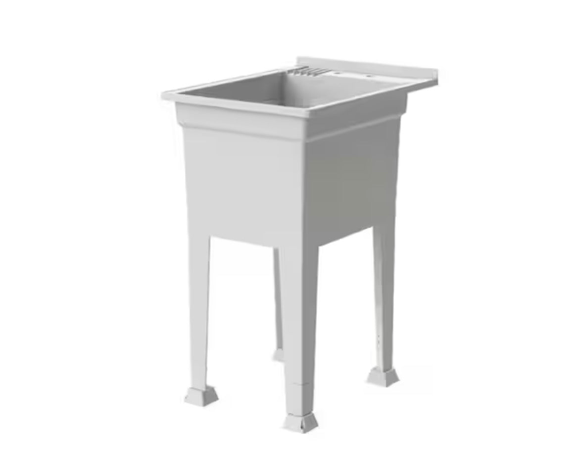 18 in. W x 24 in. D x 35 in. H Freestanding Laundry/Utility Sink in White