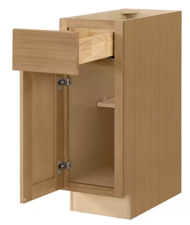 Avondale 12 in. W x 24 in. D x 34.5 in. H Ready to Assemble Plywood Shaker Base Kitchen Cabinet in White Oak