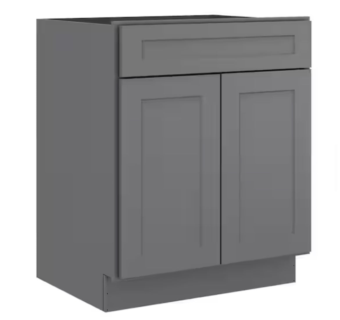 27 in. W x 21 in. D x 34.5 in. H in Shaker Grey Plywood Ready to Assemble Floor Vanity Sink Base Kitchen Cabinet