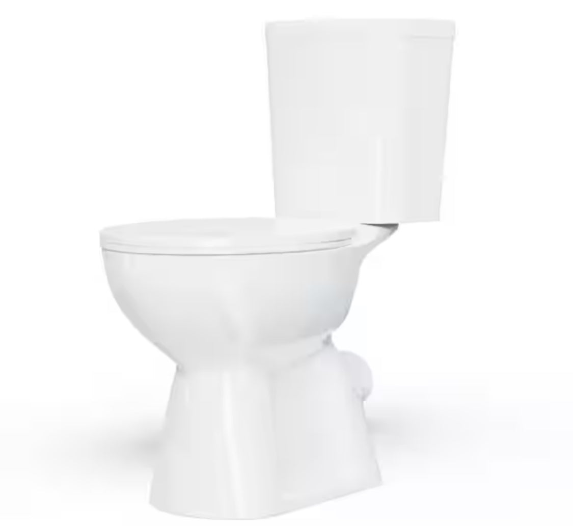 19 in. 2-Piece 1.0/1.6 GPF Rear-Outlet Dual Flush Elongated High Toilet in White (Seat Included)