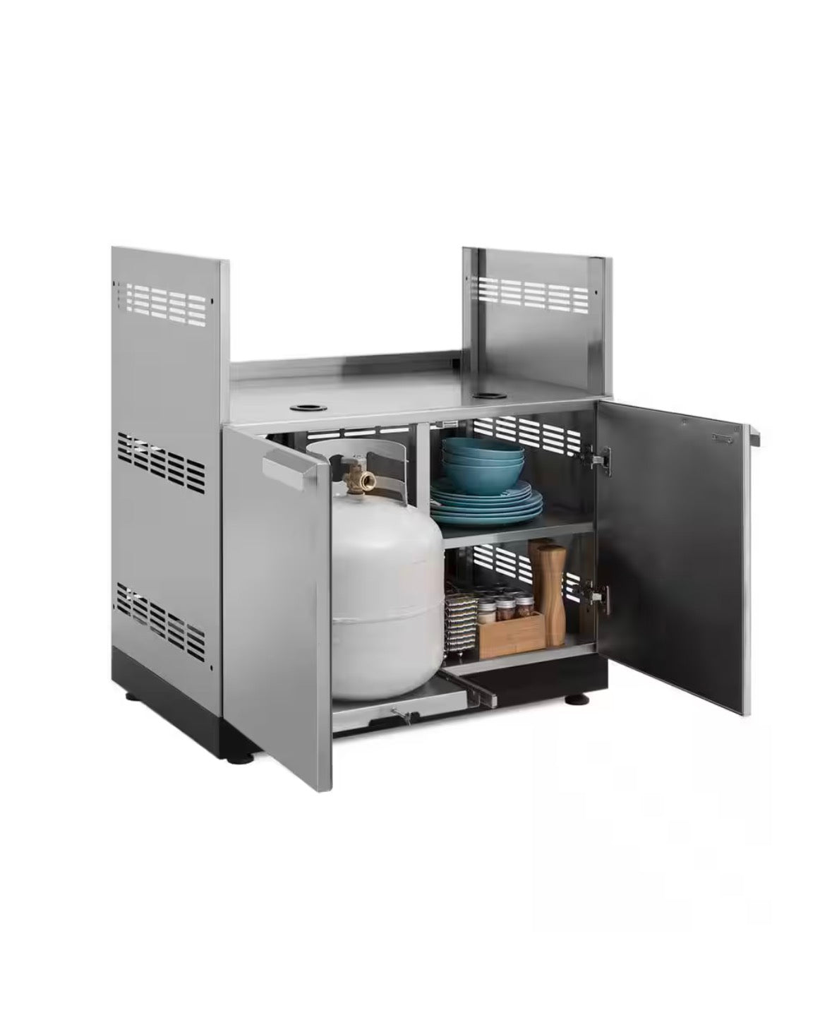 Outdoor Kitchen Stainless Steel 33 in. W x 36.4 in. H x 23 in. D Insert Gas Grill Cabinet