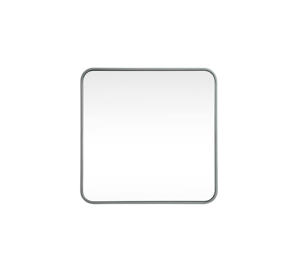 Timeless Home 24 in. W x 24 in. H x Modern Soft Corner Metal Square Silver Mirror