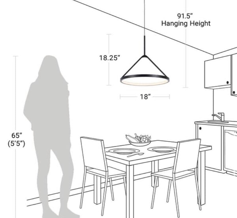 Townly 35-Watt 1-Light Satin Black Bowl Integrated LED Pendant Light with Open Metal Ring Shade