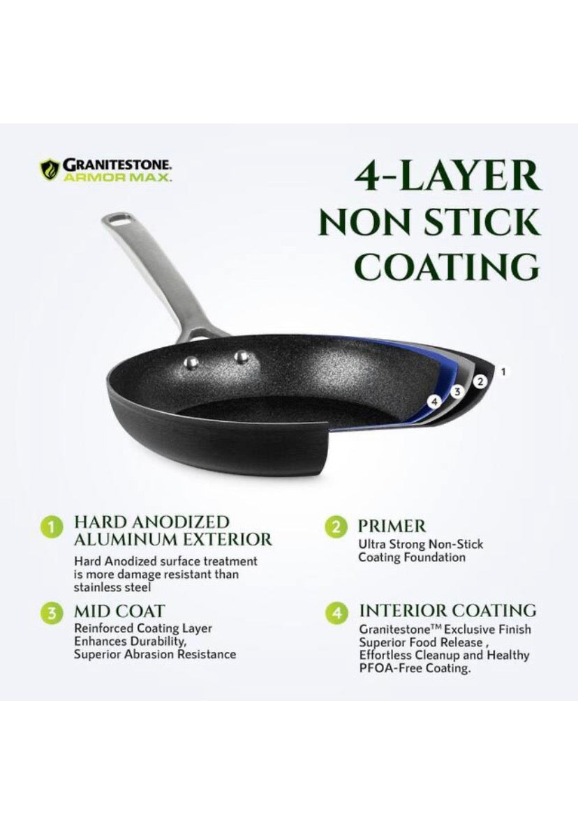 Armor Max 10 in. Aluminum Hard Anodized Heavy Duty 4-Layer Ultra Release Nonstick Frying Pan