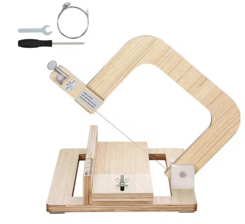 Soap Cutter, 0-2 in. Adjustable Thickness, Wood Soap Slicer with Stainless Steel Adjustable Wire Tension, Extra Wires