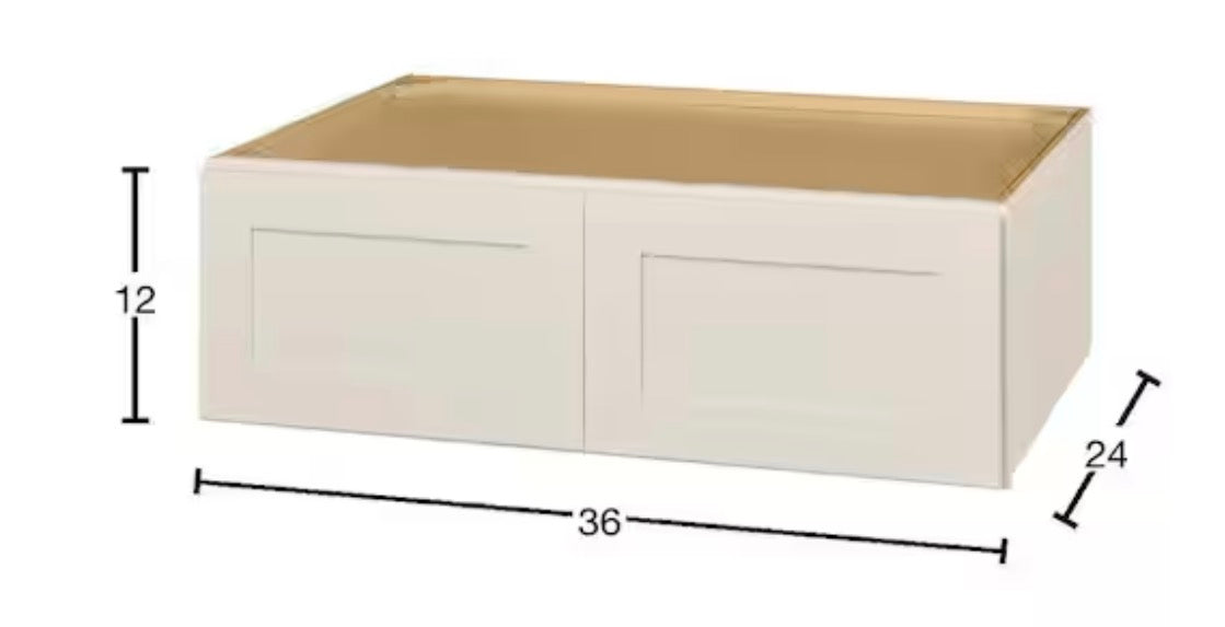 Avondale 36 in. W x 24 in. D x 12 in. H Ready to Assemble Plywood Shaker Wall Bridge Kitchen Cabinet in Antique White