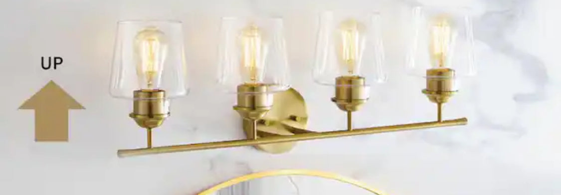 Pavlen 24 in. 3-Lights Antique Brass Vanity Light with Clear Glass Shades