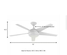 Load image into Gallery viewer, Windward IV 52 in. Indoor LED Matte White Ceiling Fan with Dimmable Light Kit, Remote Control and Reversible Motor
