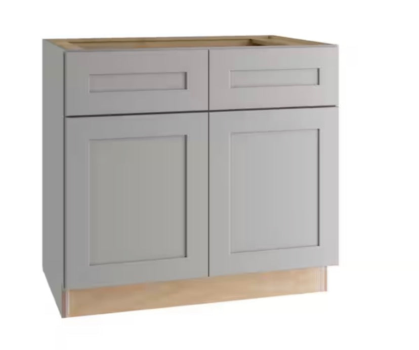36 in. W x 21 in. D x 34.5 in. H Ready to Assemble Plywood Shaker Base Kitchen Cabinet in Dove Gray