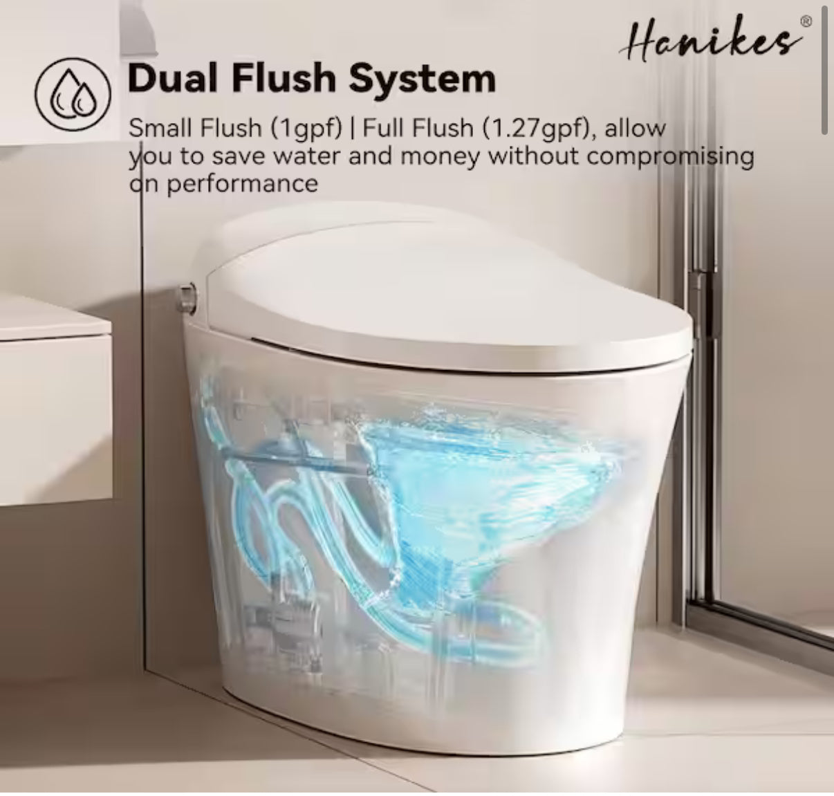 1-Piece 1/1.27 GPF High Efficiency Dual Flush Elongated Toilet in White with Heated Seat and Slow-Close, Seat Included