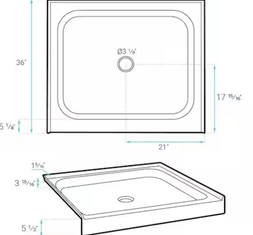 Voltaire 42 in. x 36 in. Acrylic Single-Threshold Center Drain Shower Base in White