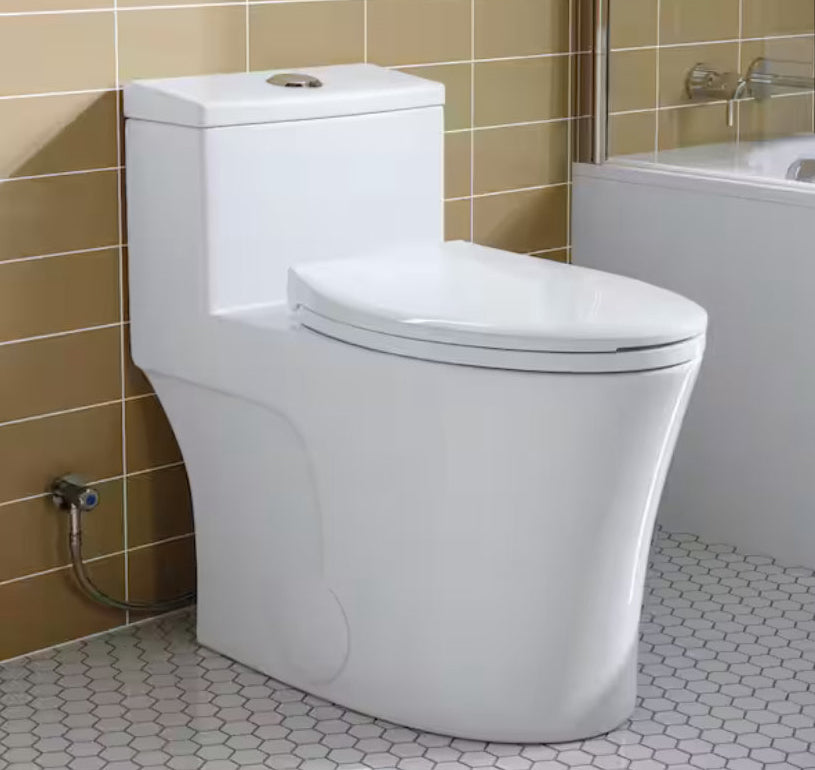 One-Piece 10 in. Rough-In 0.8/1.28 GPF Dual Flush Elongated Toilet in White, High-Efficiency WaterSense Toilet