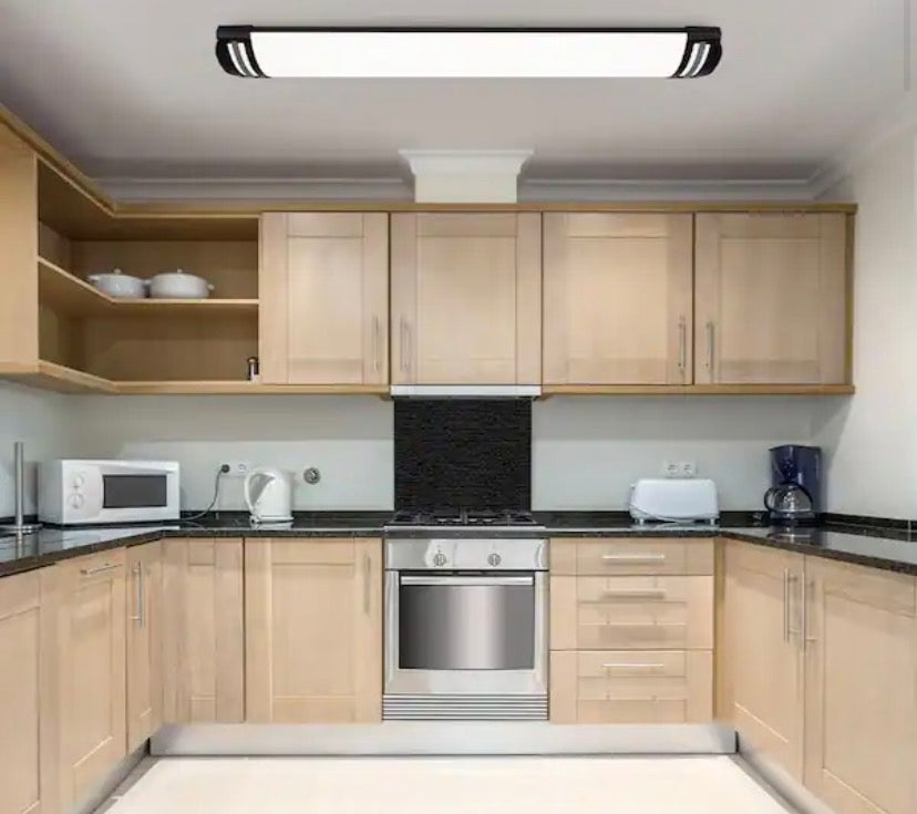 1-Pack 4 ft. Matte Black Woodgrain Gray End Caps 5250LM 75W Integrated LED Wraparound Light Adjustable CCT Night Light